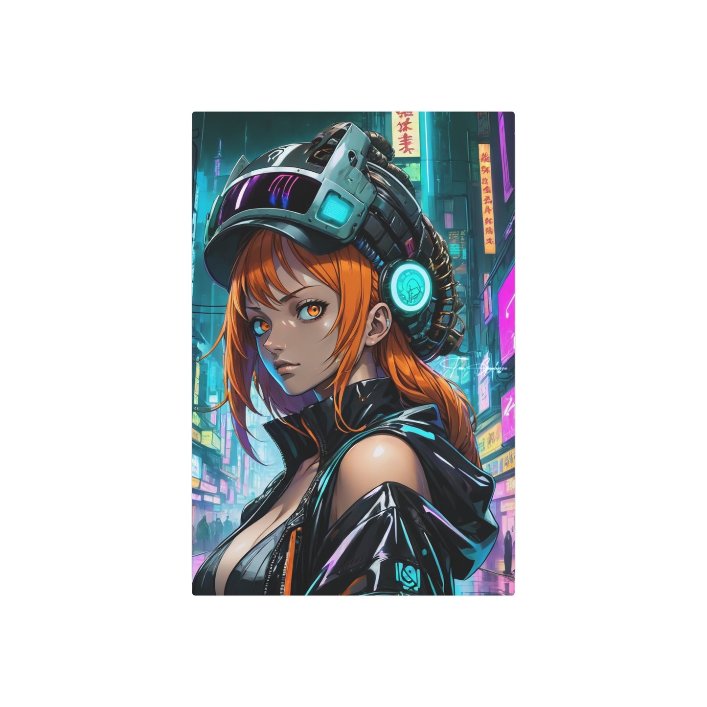 Cyberpunk Nami Portrait 🇺🇸 US Shipping - Anime Art on Metal Poster