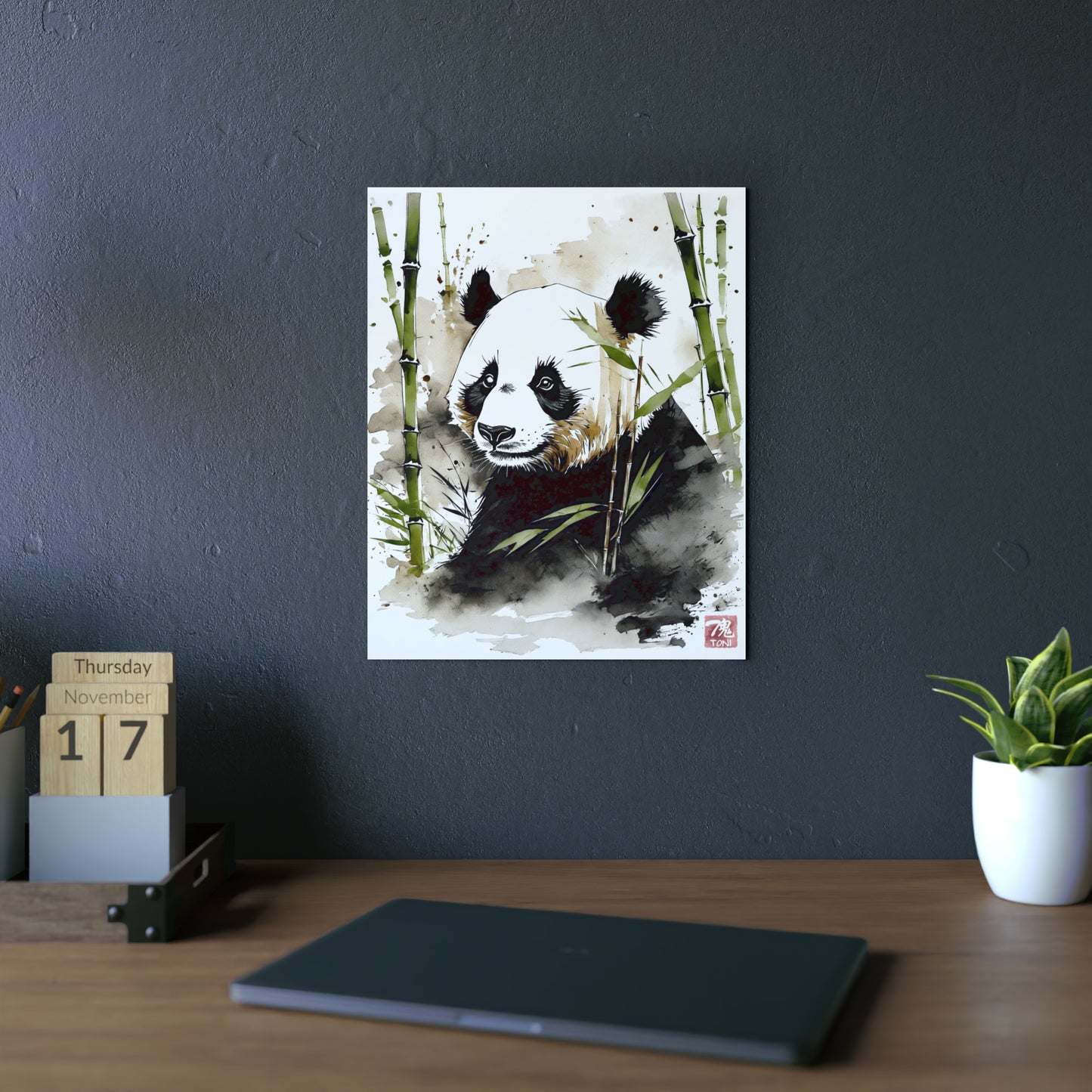 Sumi-e Art - Panda 🇩🇪 GER Shipping - Traditional Japanese Art on Metal Poster