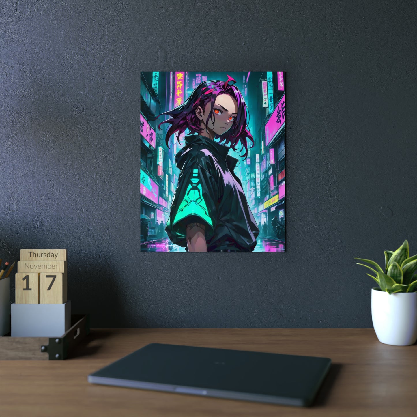 Cyberpunk Tanjirō 🇩🇪 GER Shipping - Anime Art on Metal Poster