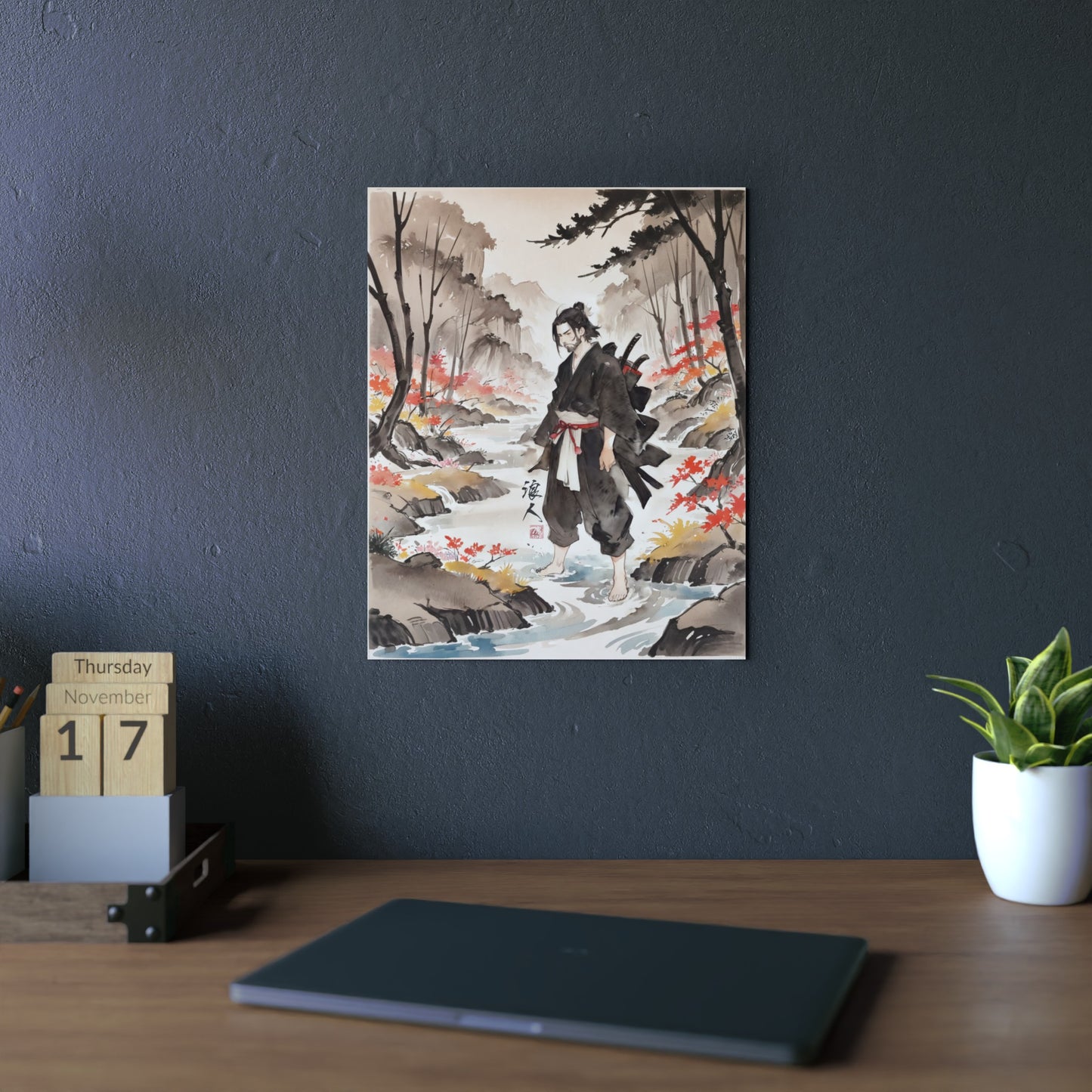 Sumi-e Art - Ronin 🇩🇪 GER Shipping - Traditional Japanese Art on Metal Poster