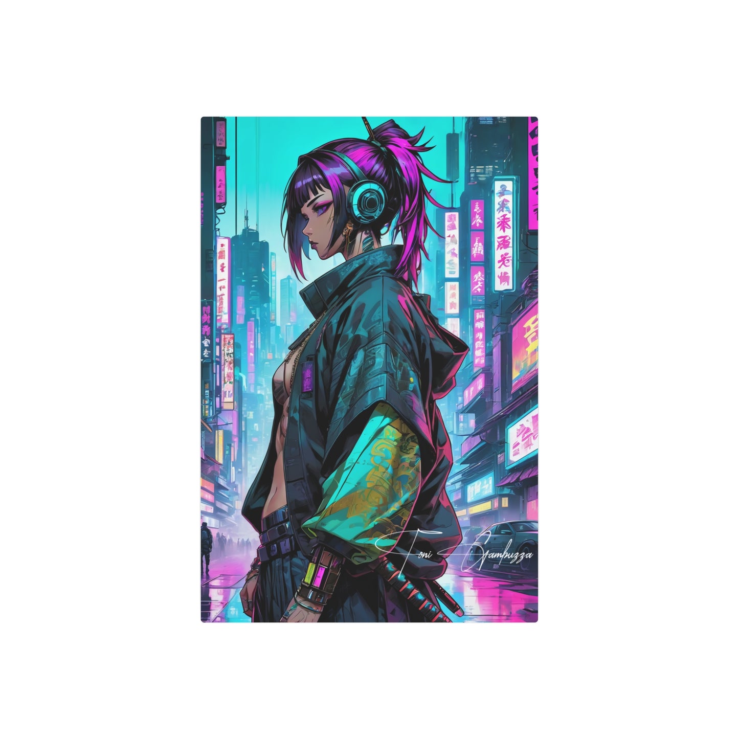 Cyberpunk Waifu 🇺🇸 US Shipping - Anime Art on Metal Poster