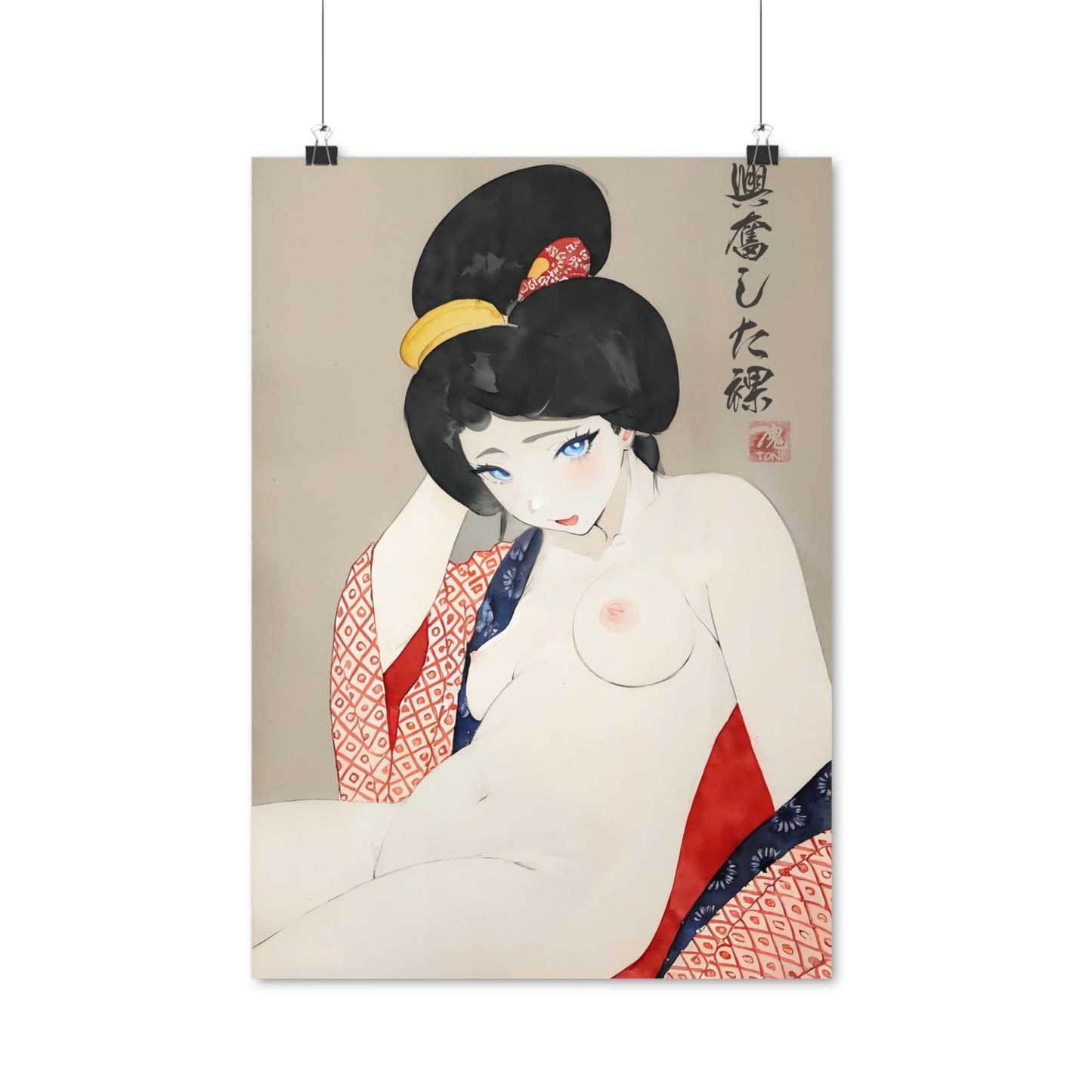 Ukiyo-e Art - Excited nude • Traditional Japanese Art on high quality poster