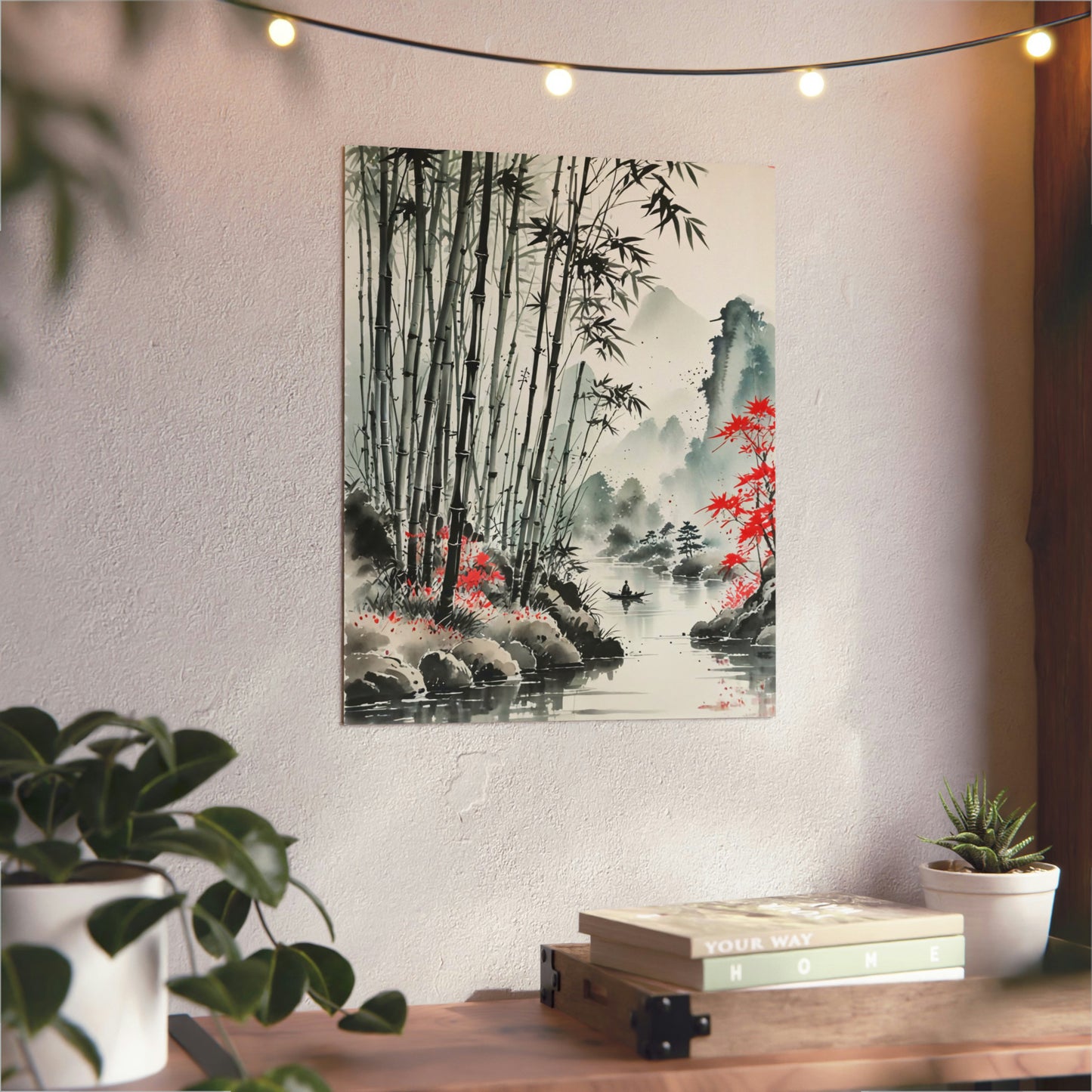 Sumi-e Art - Bamboo Pond 🇩🇪 GER Shipping - Traditional Japanese Art on Metal Poster