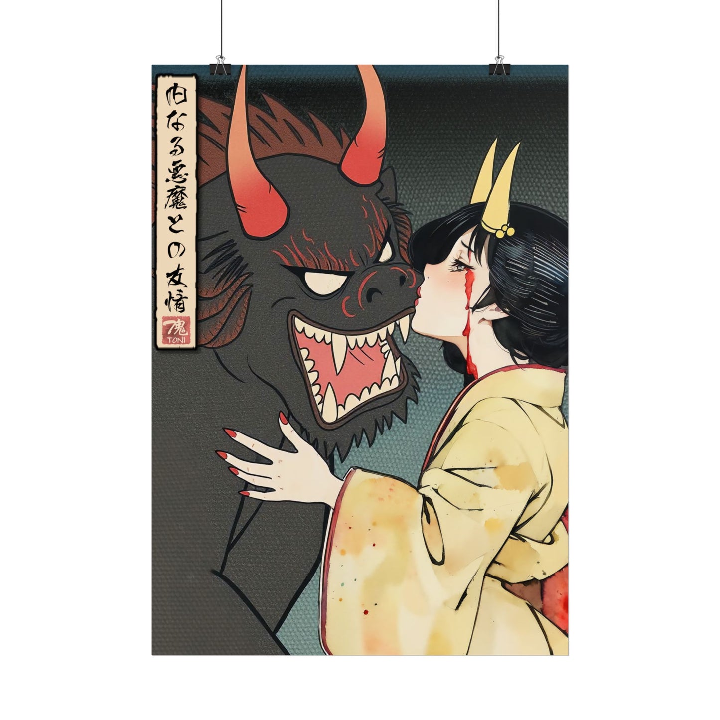 Ukiyo-e Art - Friendship with the demon inside • Traditional Japanese Art on high quality poster