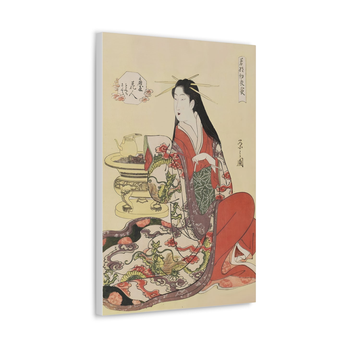 Ukiyo-e Art  - Hanabito of Ogiya • Hosoda Eishi • Traditional Japanese Art on high quality Canvas