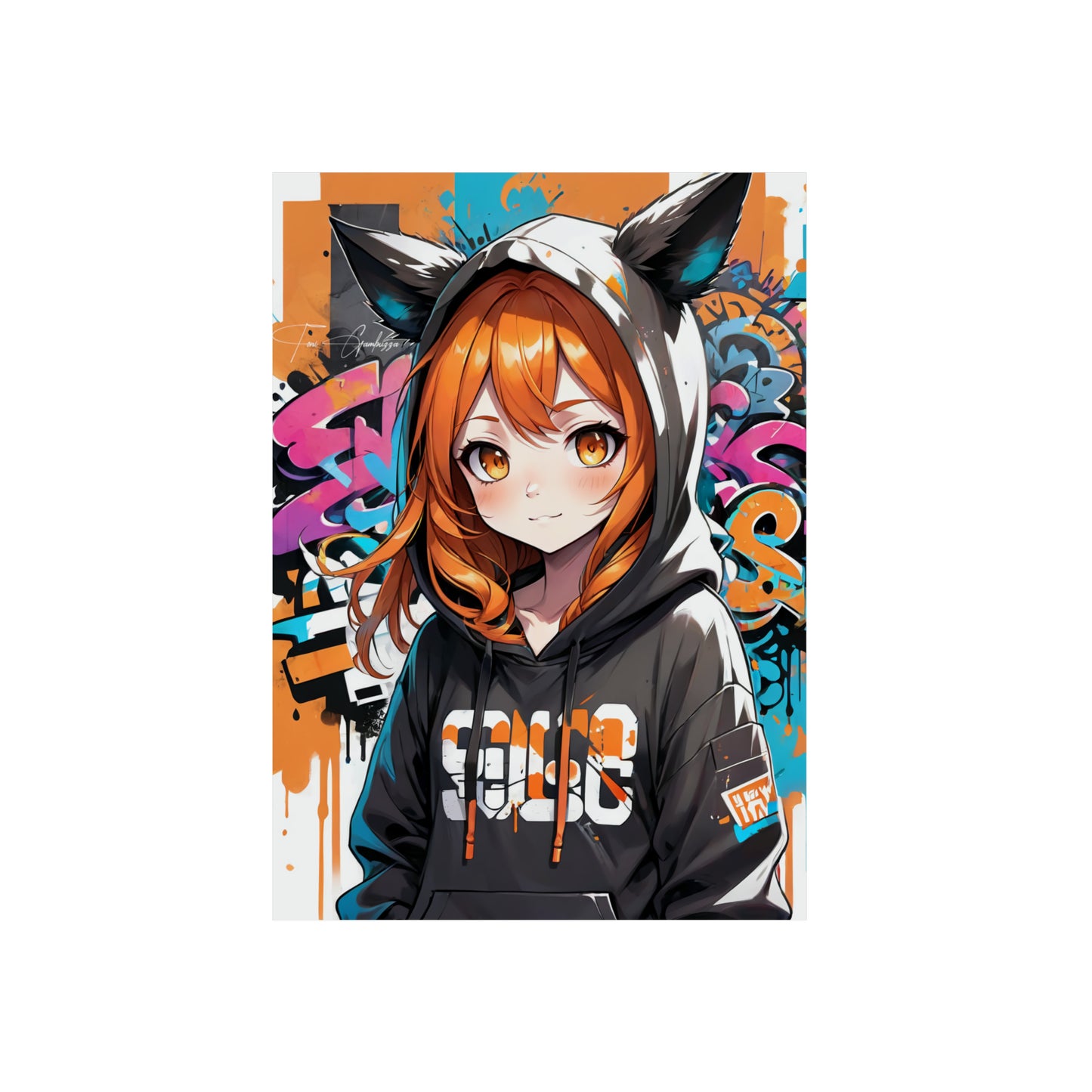 Manga Mural: Mina 🇩🇪 GER Shipping - Anime Graffiti Art on Metal Poster