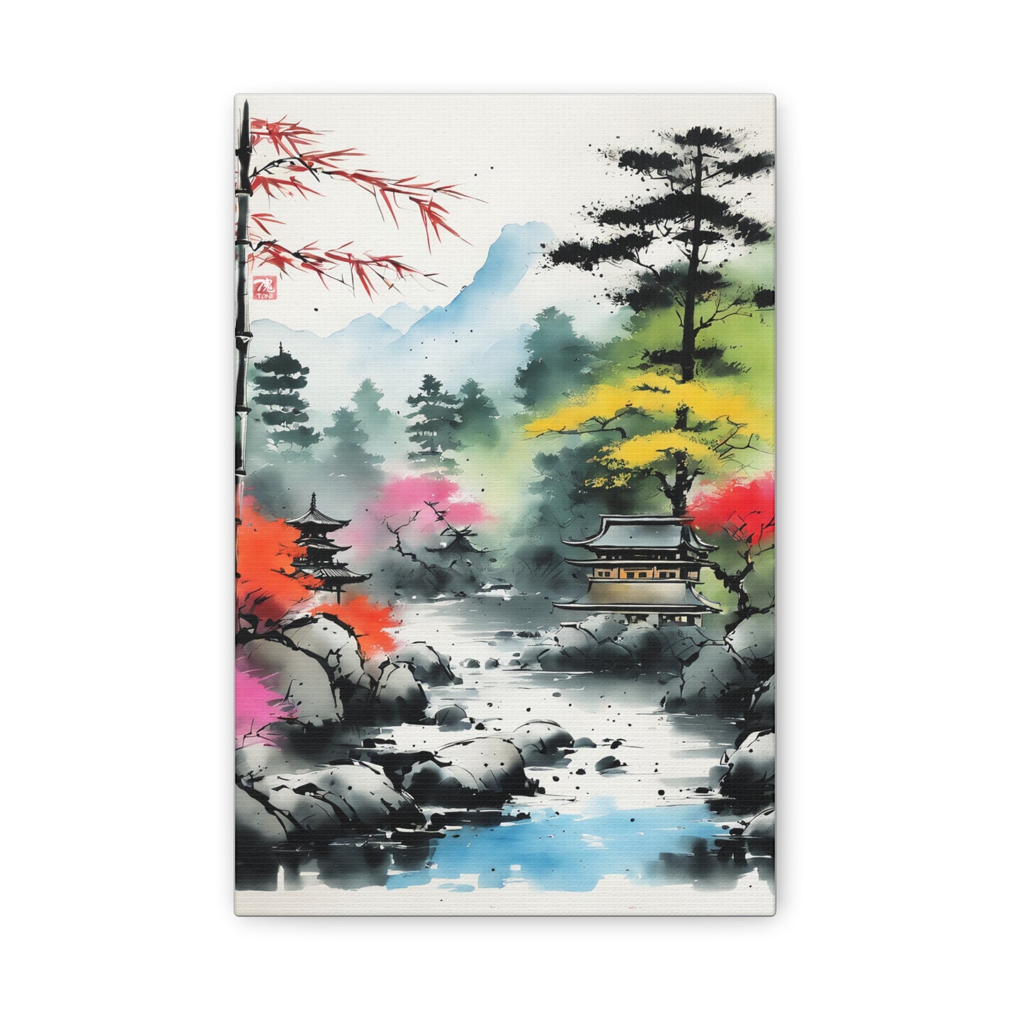 Sumi-e Art - Shambala Lake • Traditional Japanese Art on high quality Canvas