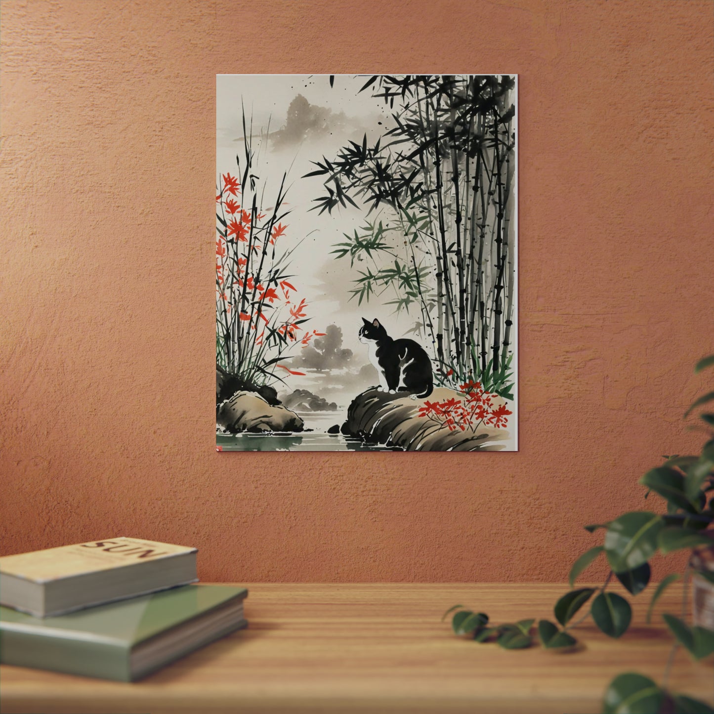 Sumi-e Art - Amidu 🇩🇪 GER Shipping - Traditional Japanese Art on Metal Poster