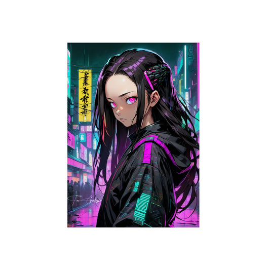 Cyberpunk Nezuko 🇩🇪 GER Shipping - Anime Art on Metal Poster