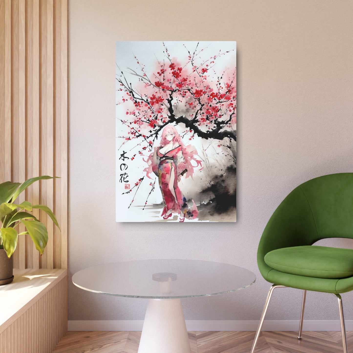 Sumi-Manga Art - Cherry Yokai 🇺🇸 US Shipping - Traditional Japanese Art on Metal Poster