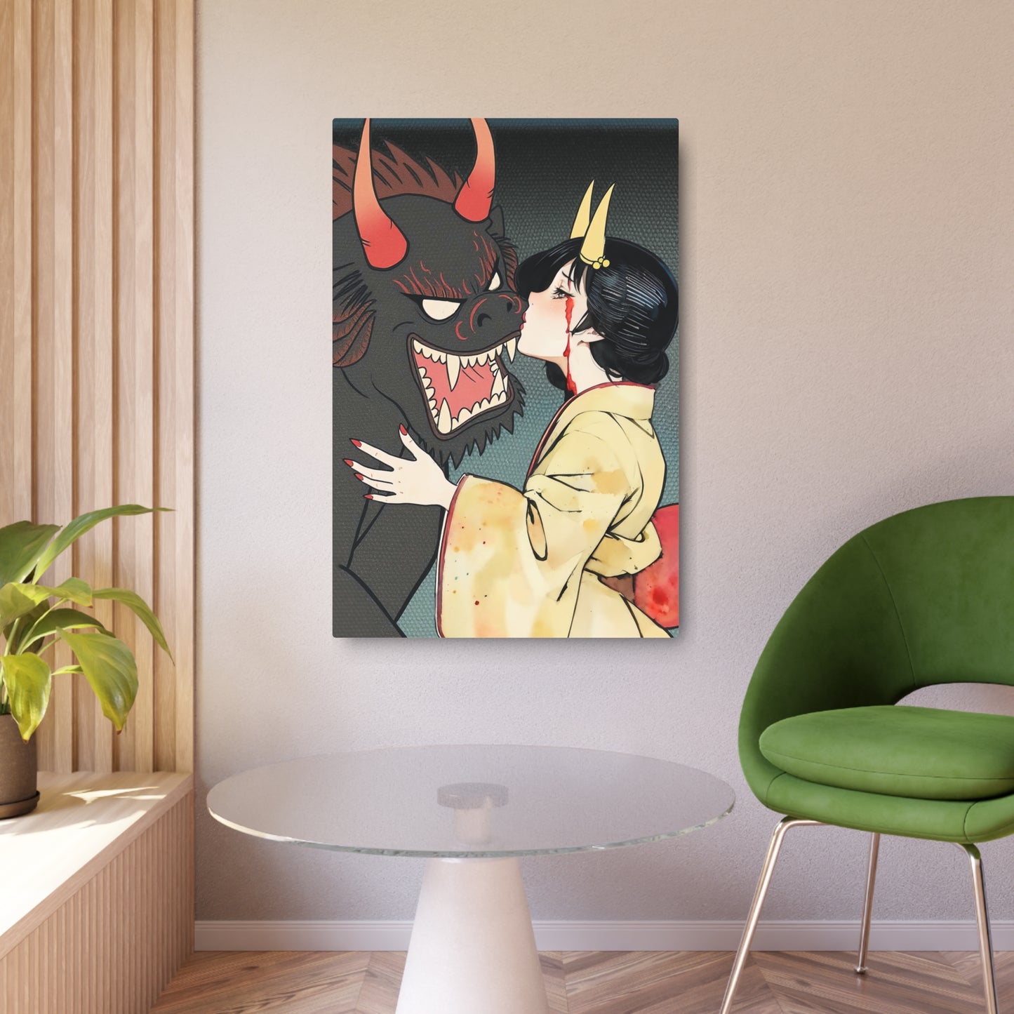 Ukiyo-e Art - Friendship with the demon inside 🇺🇸 US Shipping - Traditional Japanese Art on Metal Poster