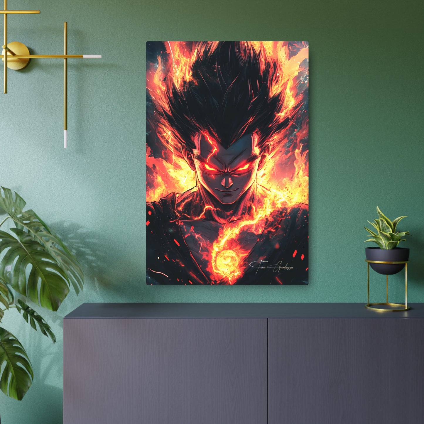 Anime Art - Vegeta Burn 🇺🇸 US Shipping - Anime Art on Metal Poster