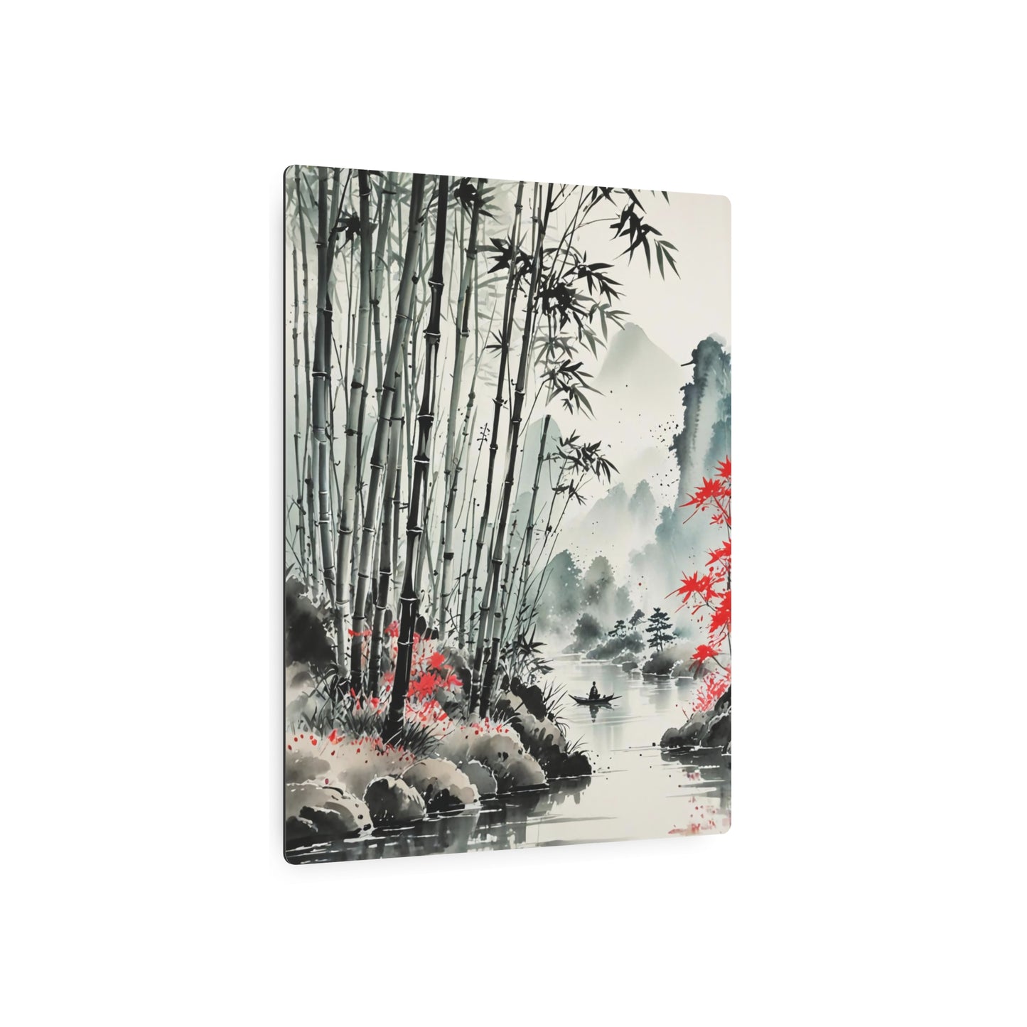 Sumi-e Art - Bamboo Pond 🇺🇸 US Shipping - Traditional Japanese Art on Metal Poster