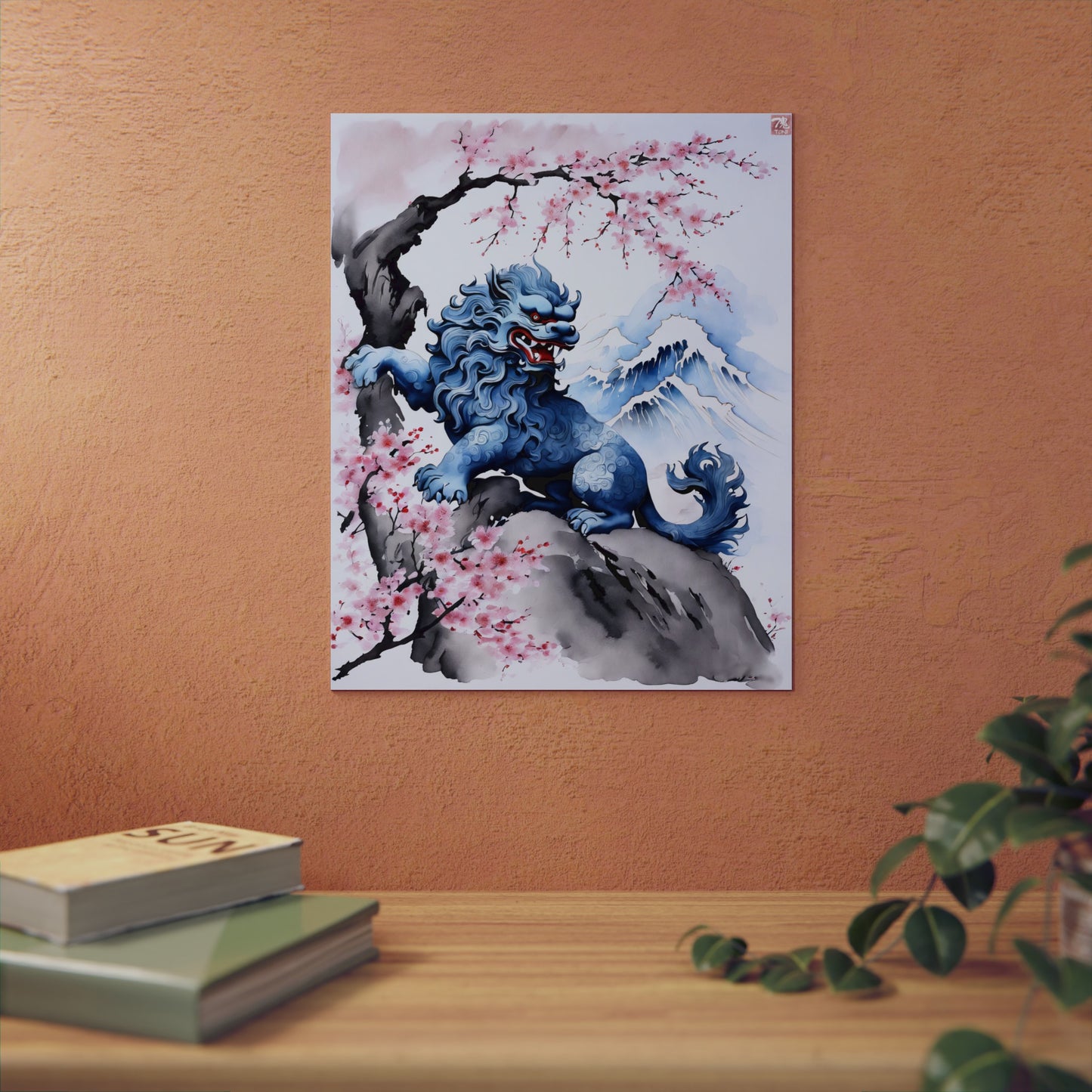 Sumi-e Art - Komainu 🇩🇪 GER Shipping - Traditional Japanese Art on Metal Poster