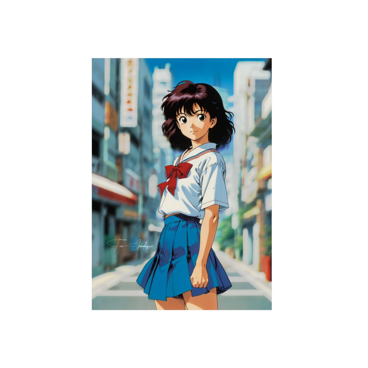 City Pop Collection - Flirty Schoolgirl 🇩🇪 GER Shipping - Anime Art on Metal Poster