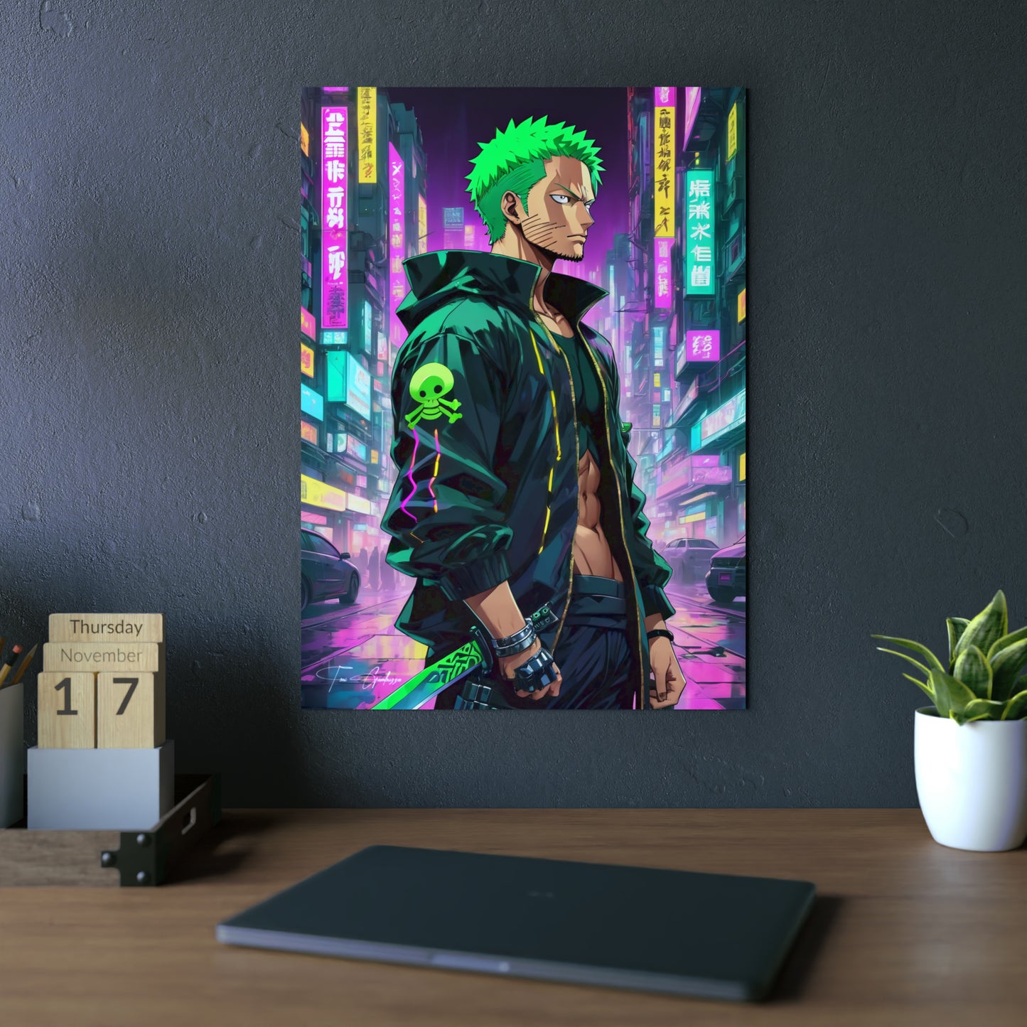 Cyberpunk Zoro 🇩🇪 GER Shipping - Anime Art on Metal Poster