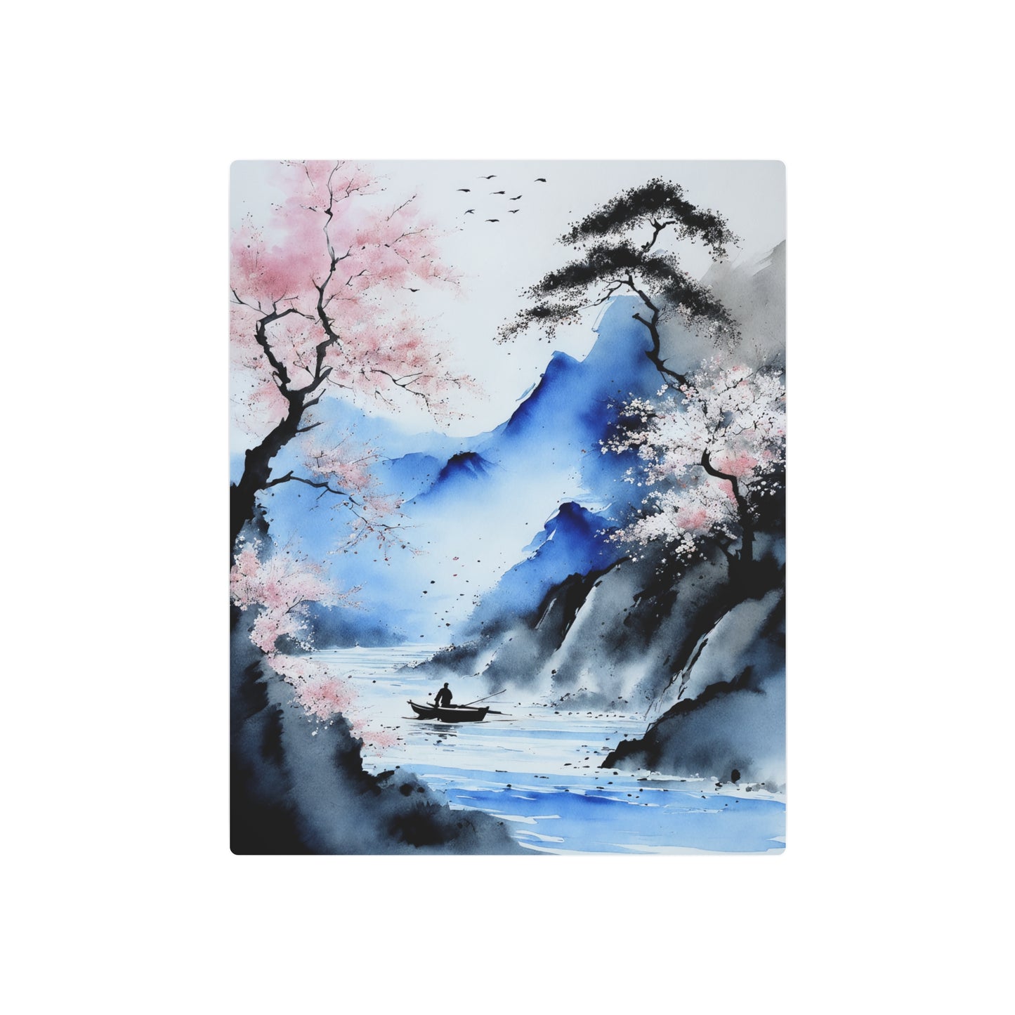 Sumi-e Art - Silent waters 🇺🇸 US Shipping - Traditional Japanese Art on Metal Poster