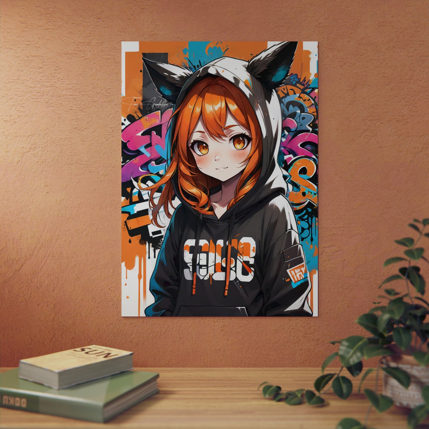 Manga Mural: Mina 🇩🇪 GER Shipping - Anime Graffiti Art on Metal Poster