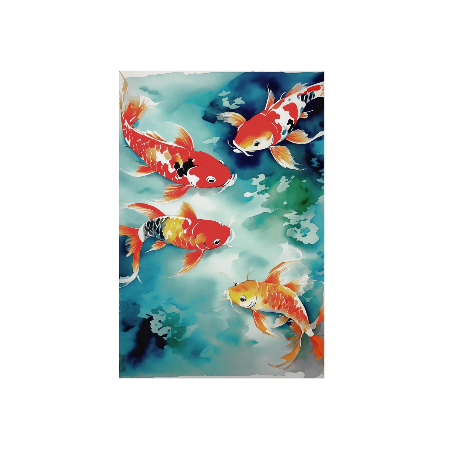 Sumi-e Art - Koi Pond 🇩🇪 GER Shipping - Traditional Japanese Art on Metal Poster