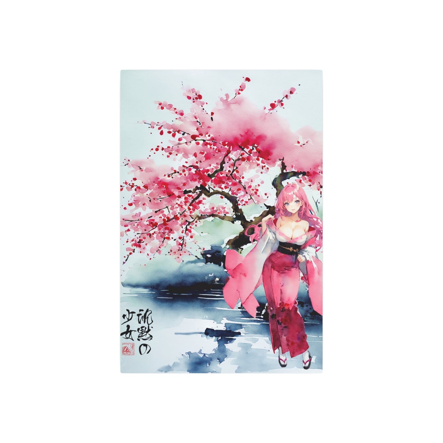 Sumi-e Art - Die stille Dame 🇺🇸 US Shipping - Traditional Japanese Art on Metal Poster