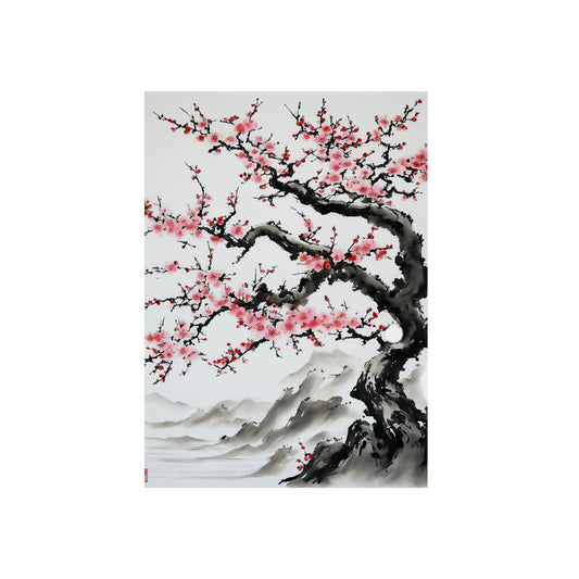 Sumi-e Art - Bodhi Tree 🇩🇪 GER Shipping - Traditional Japanese Art on Metal Poster