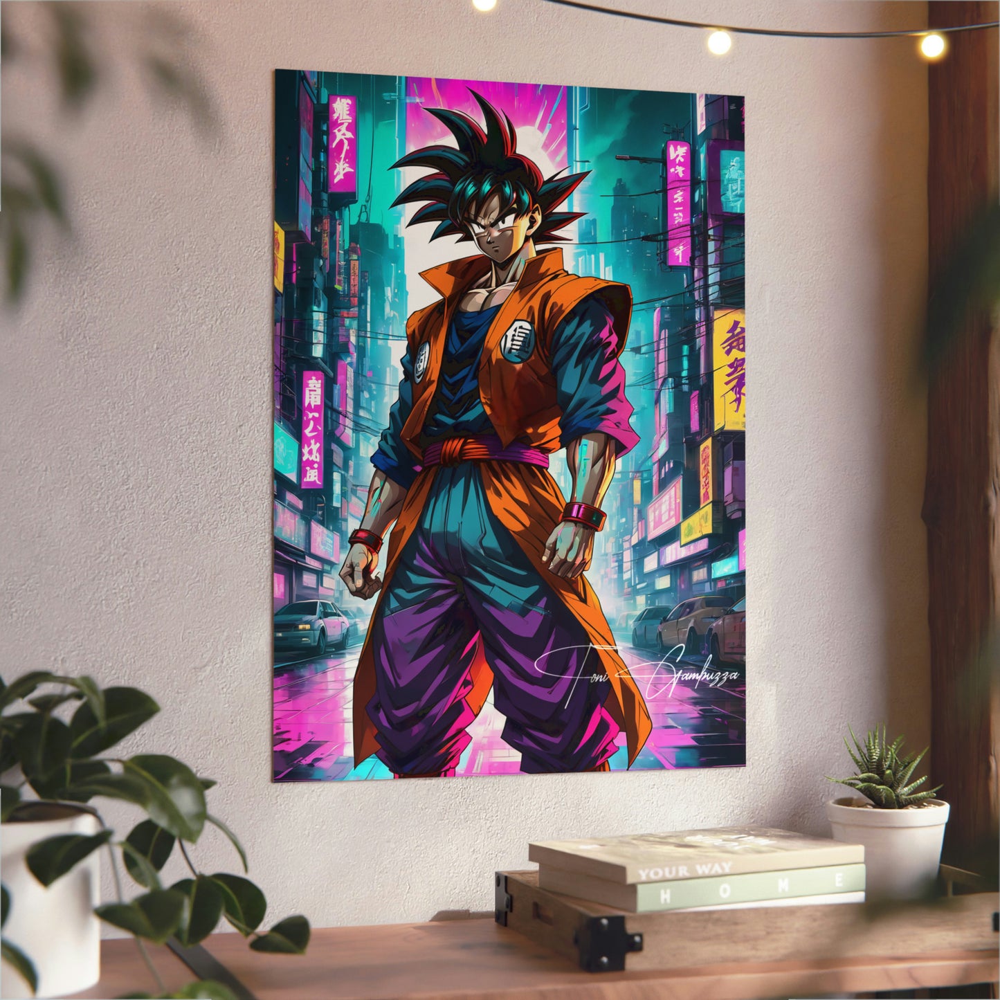 Cyberpunk Saiyan 🇩🇪 GER Shipping - Anime Art on Metal Poster