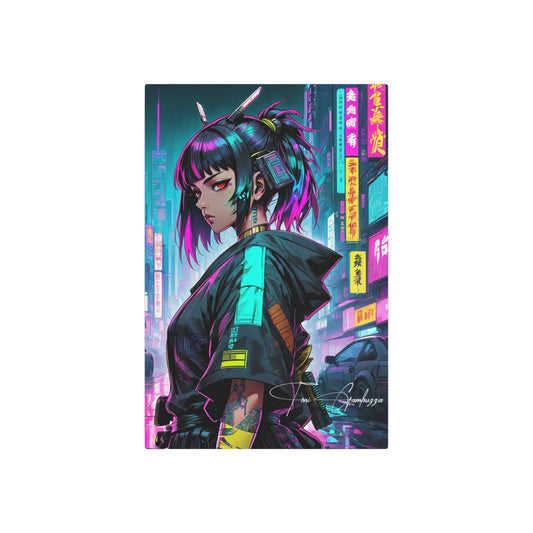 Cyberpunk Anime Girl 🇺🇸 US Shipping - Anime Art on Metal Poster