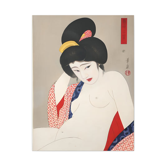 Ukiyo-e Art  - Bored nude - Ōhira Kasen • Traditional Japanese Art on high quality Canvas