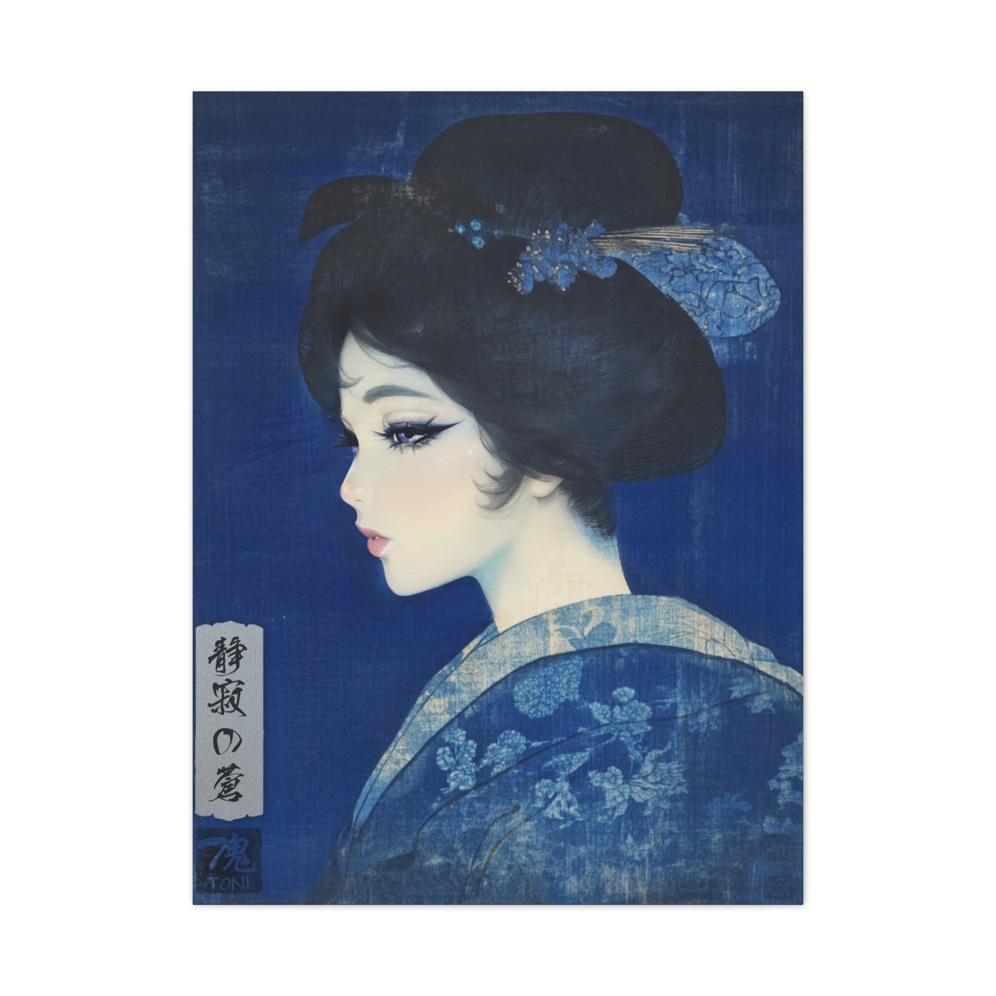 Ukiyo-e Art - Silence of the Blue • Traditional Japanese Art on high quality Canvas