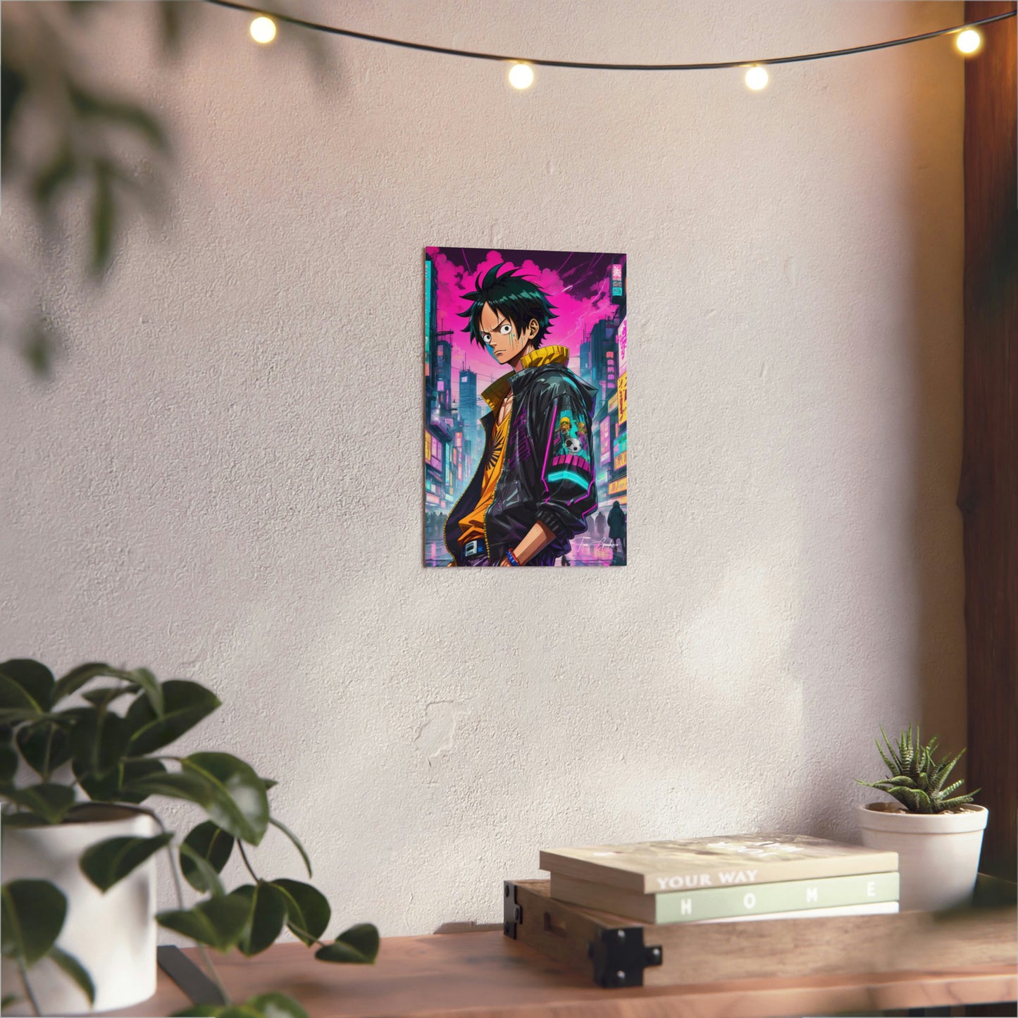 Cyberpunk Luffy 🇩🇪 GER Shipping - Anime Art on Metal Poster