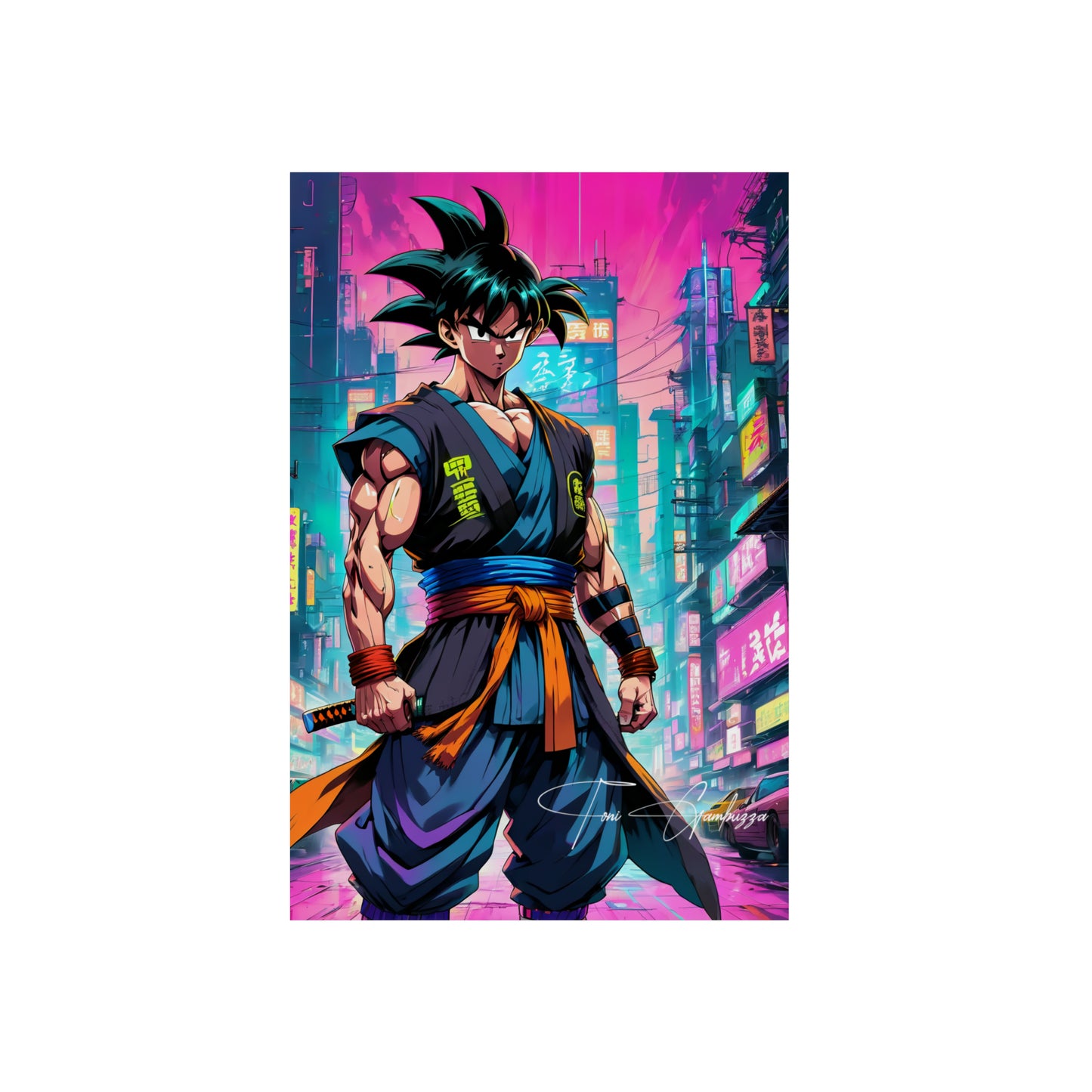 Cyberpunk Goku 🇩🇪 GER Shipping - Anime Art on Metal Poster