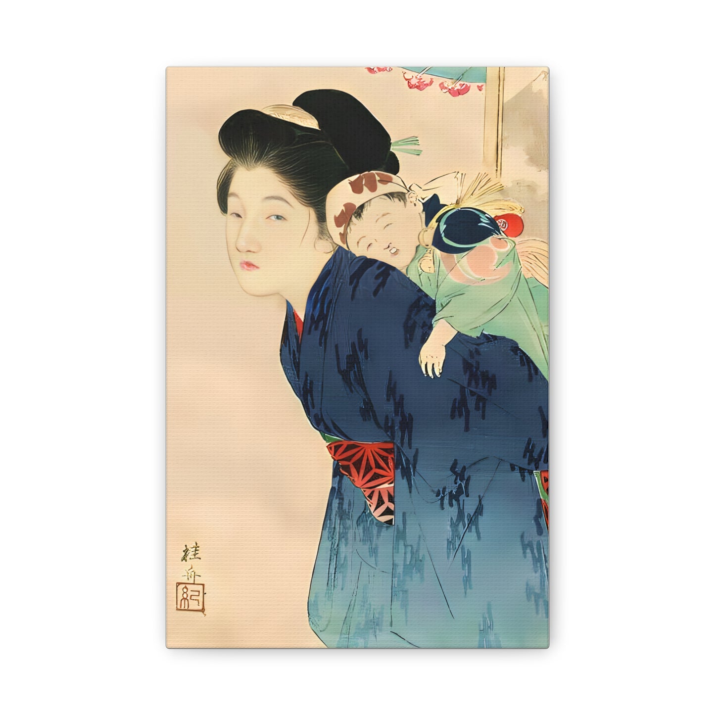 Ukiyo-e Art - Mother with her infant - Takeuchi Keishu • Traditional Japanese Art on high quality Canvas