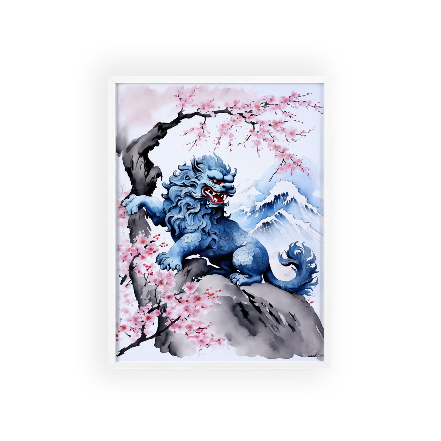 Sumi-e Art - Komainu • Traditional Japanese Art • Framed