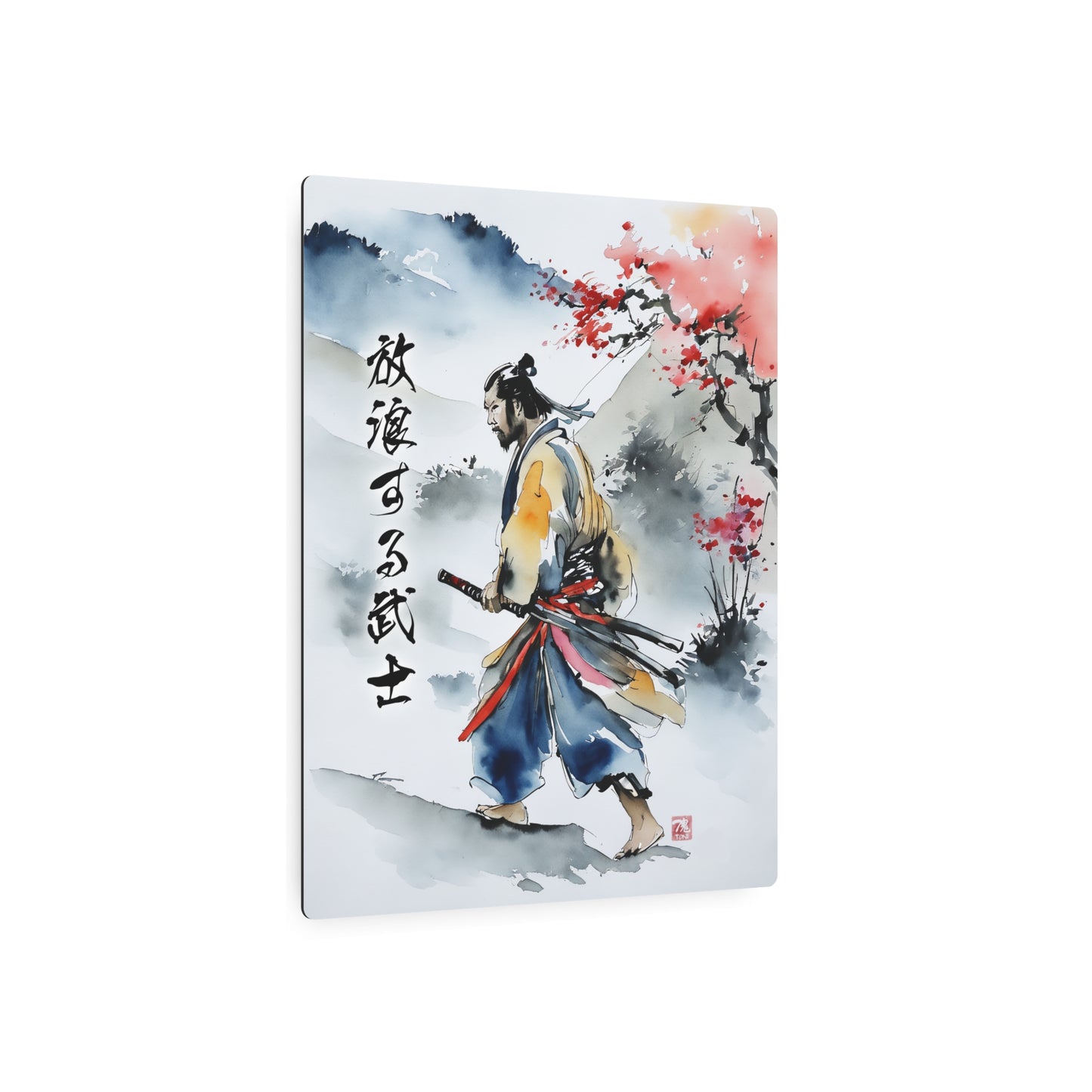 Sumi-e Art - Wandering Samurai 🇺🇸 US Shipping - Traditional Japanese Art on Metal Poster