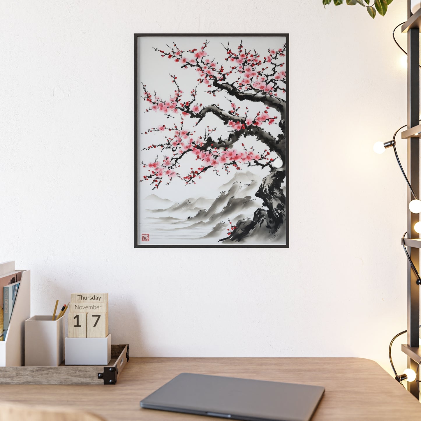 Sumi-e Art - Bodhi Tree • Traditional Japanese Art • Framed