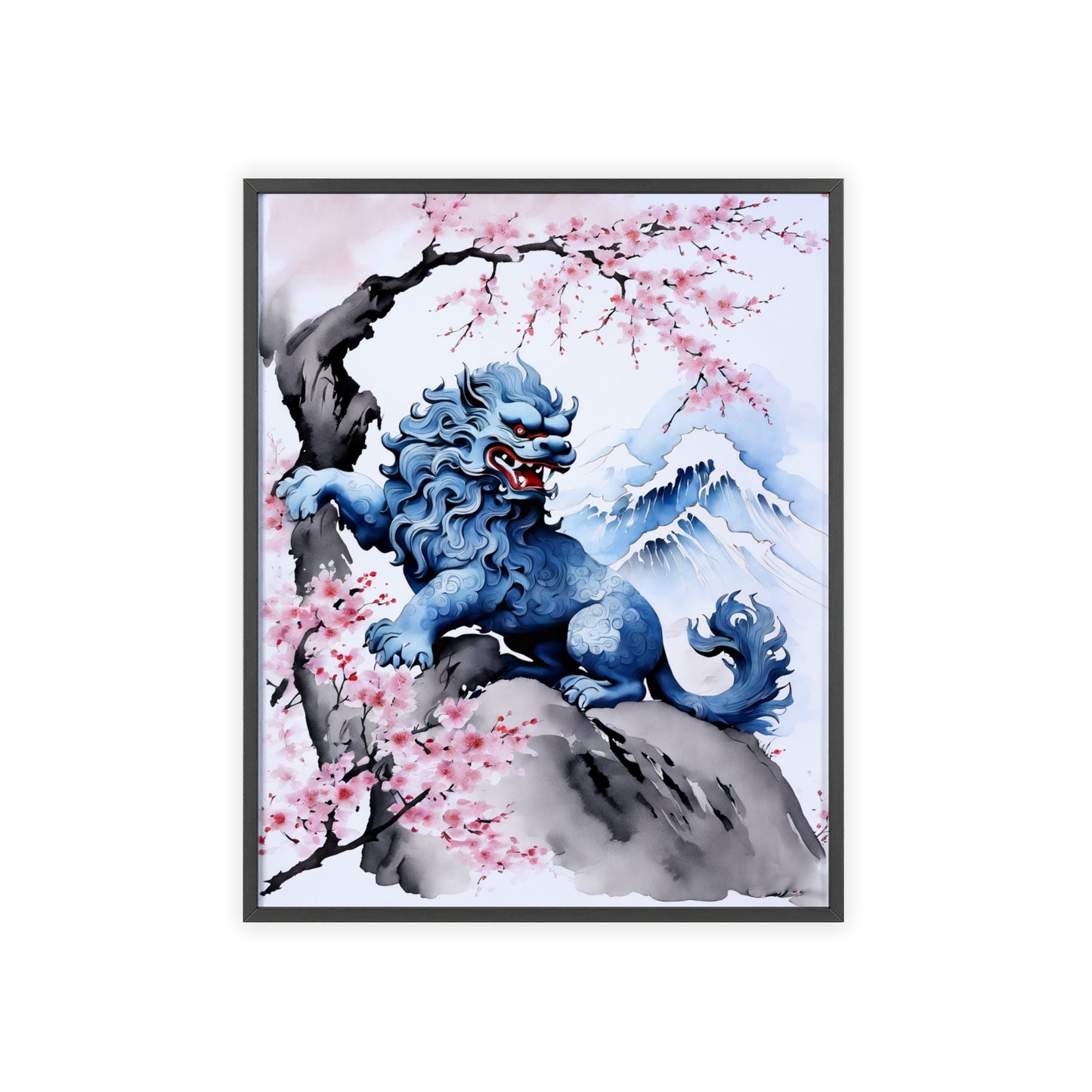 Sumi-e Art - Komainu • Traditional Japanese Art • Framed