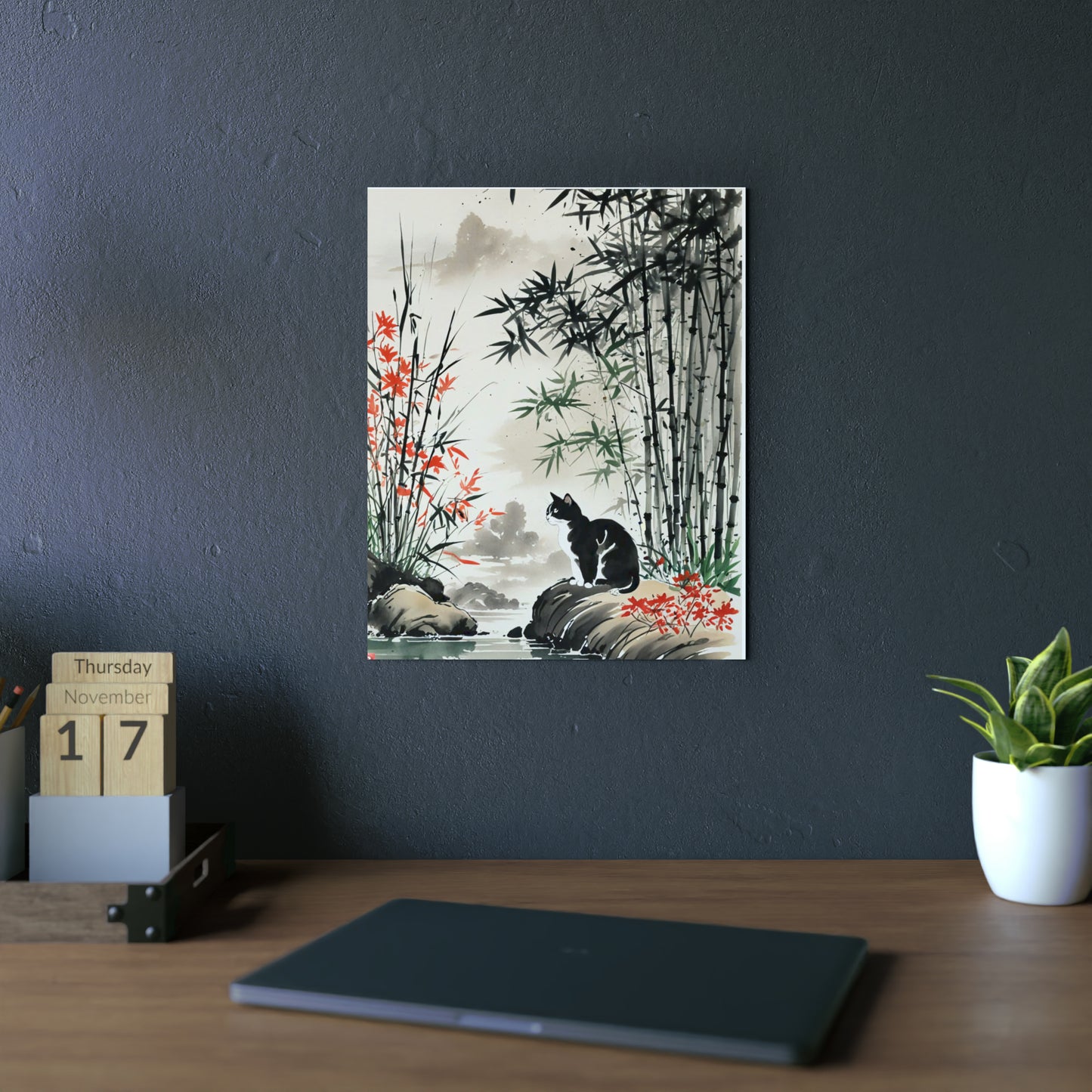 Sumi-e Art - Amidu 🇩🇪 GER Shipping - Traditional Japanese Art on Metal Poster