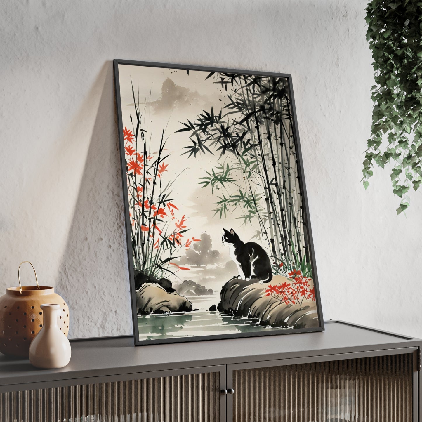 Sumi-e Art - Amidu • Traditional Japanese Art • Framed