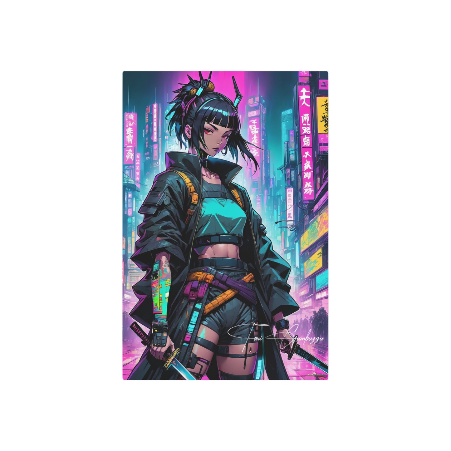 Cyberpunk Girl 🇺🇸 US Shipping - Anime Art on Metal Poster