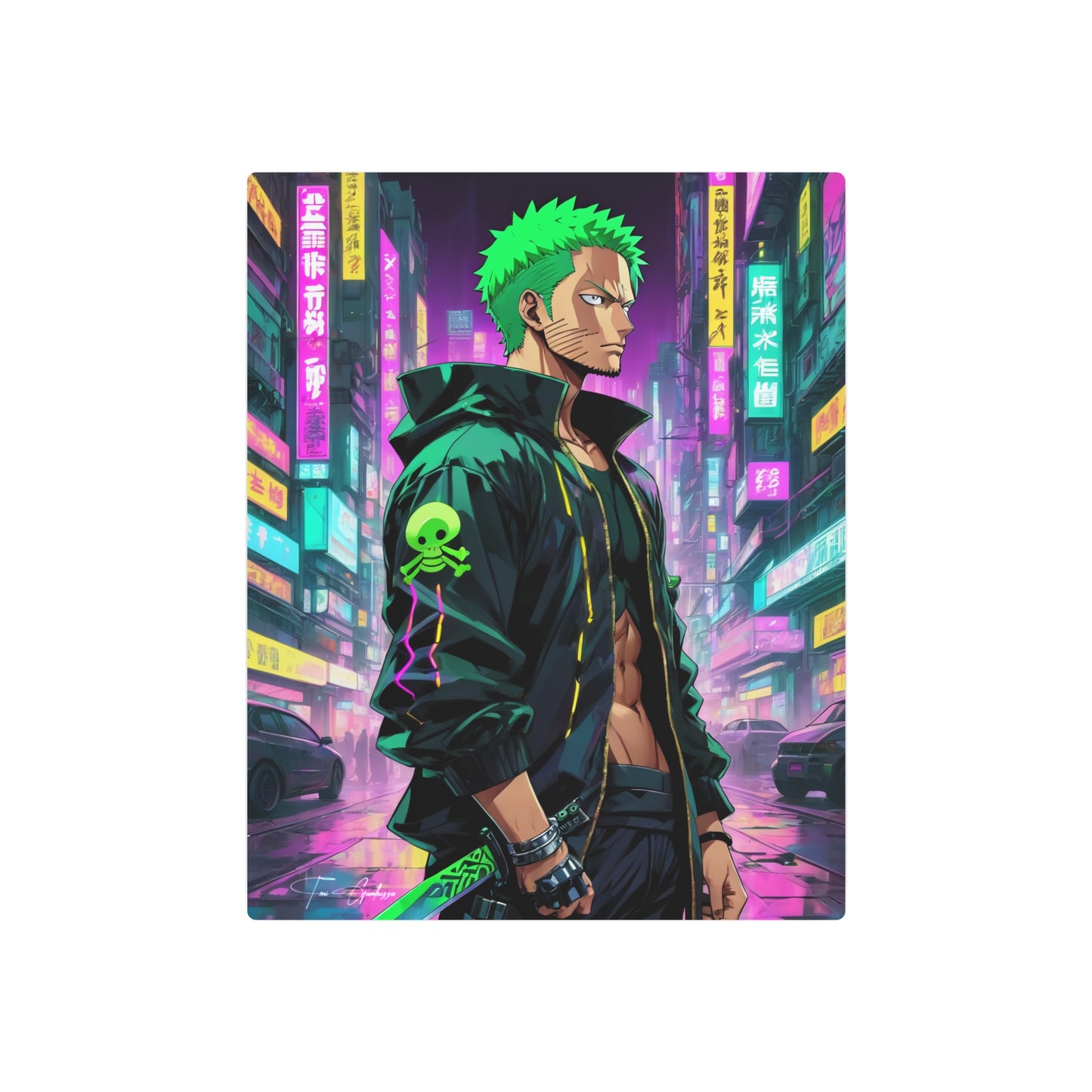 Cyberpunk Zoro 🇺🇸 US Shipping - Anime Art on Metal Poster