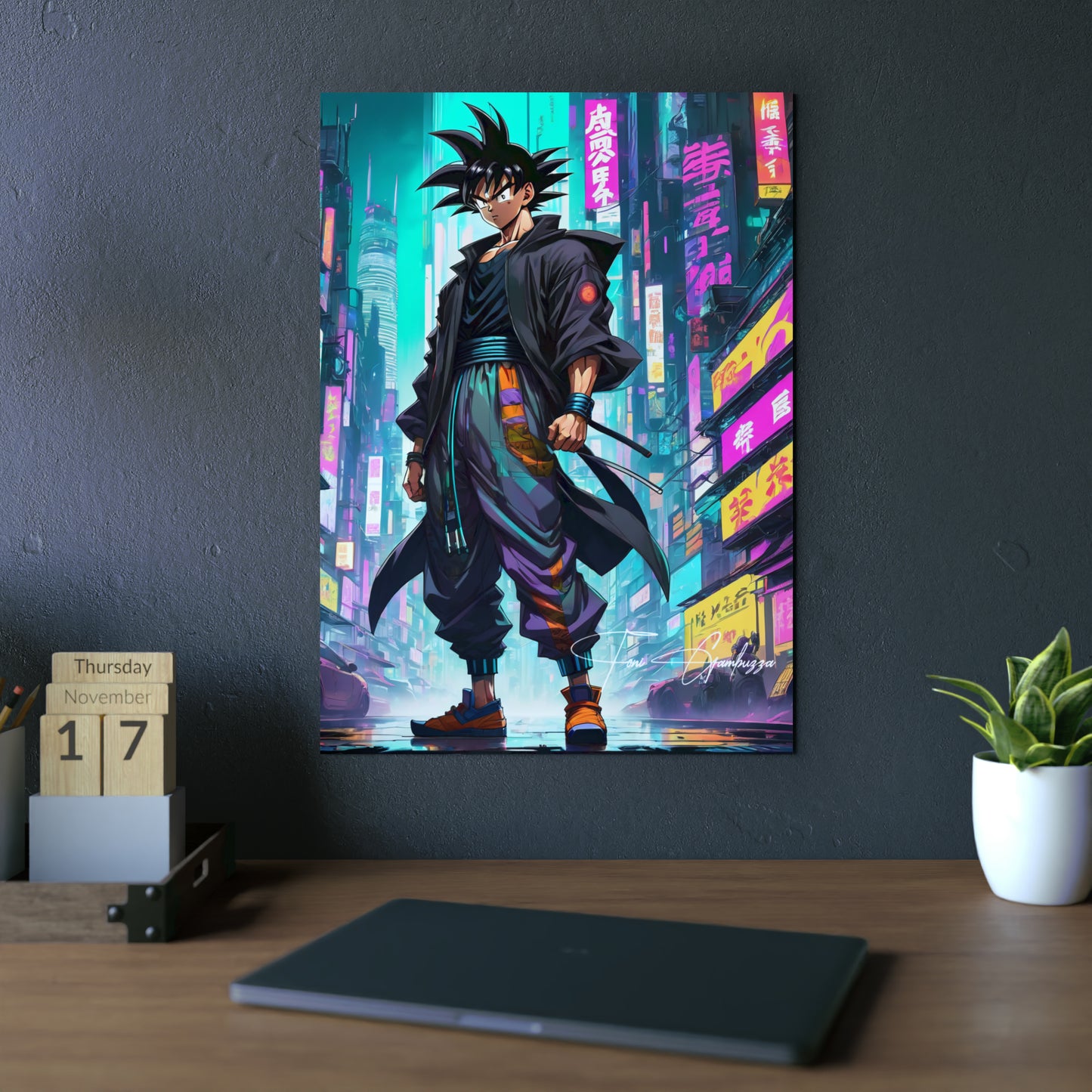 Cyberpunk Xeno Goku 🇩🇪 GER Shipping - Anime Art on Metal Poster