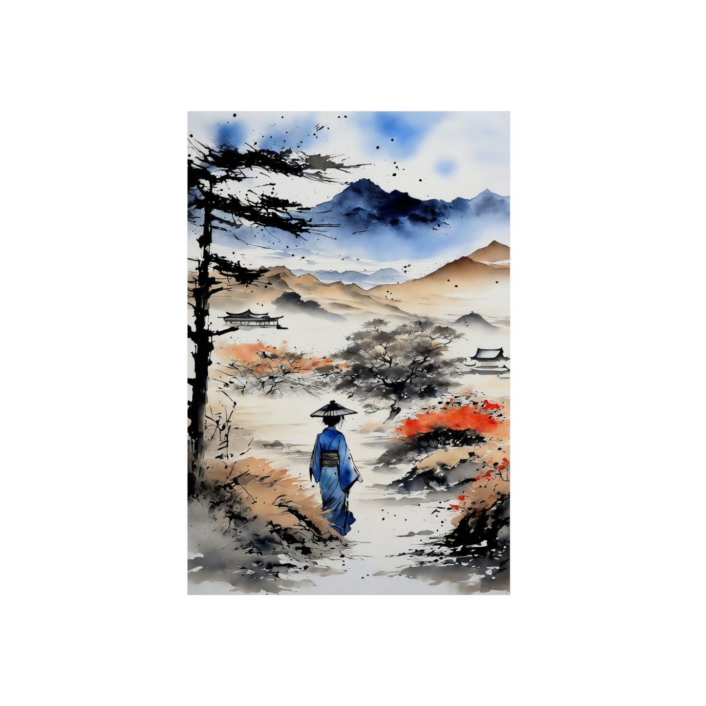 Sumi-e Art - Wasteland wisdom 🇩🇪 GER Shipping - Traditional Japanese Art on Metal Poster