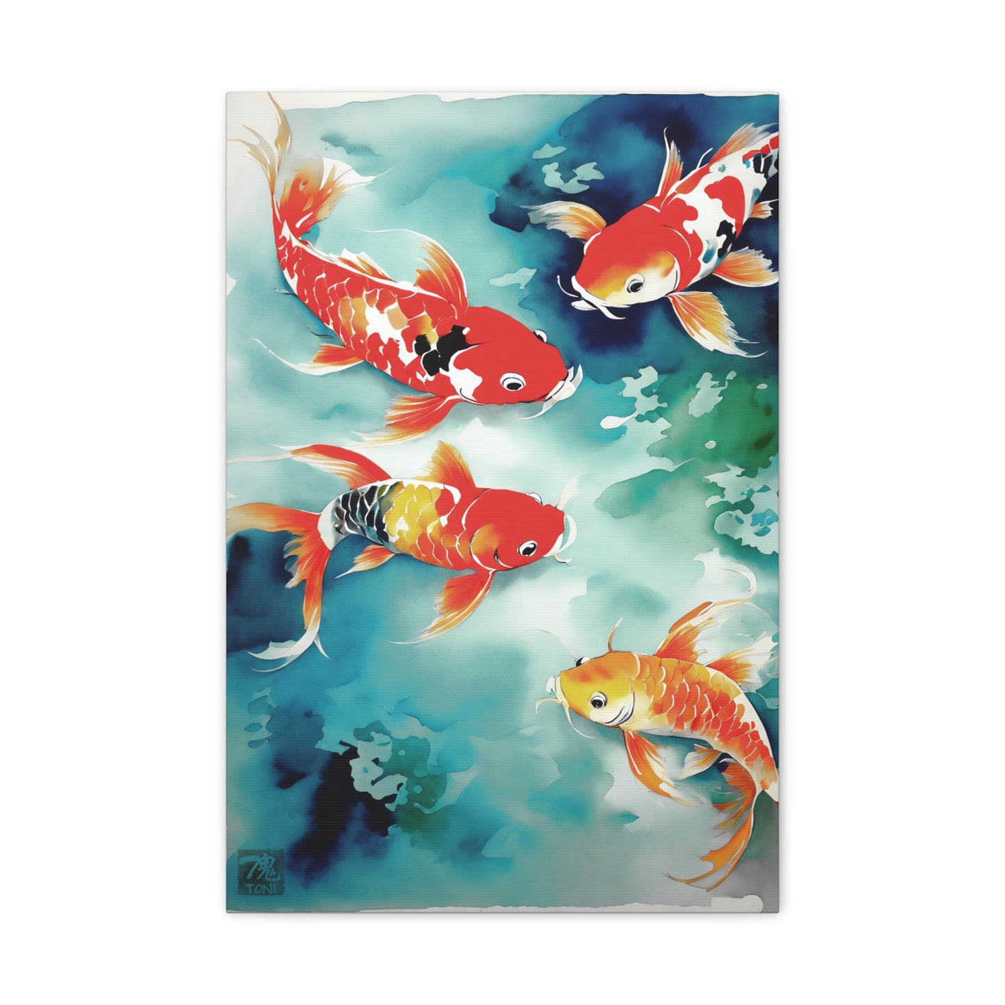 Sumi-e Art  - Koi Pond • Traditional Japanese Art on high quality Canvas