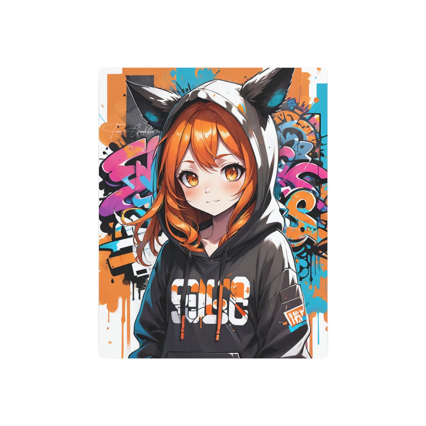 Manga Mural: Mina 🇺🇸 US Shipping - Anime Graffiti Art on Metal Poster