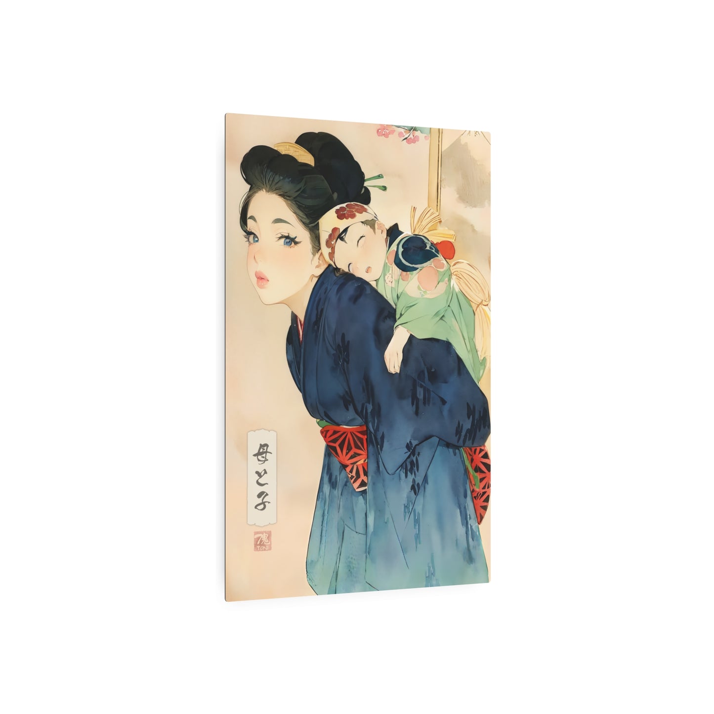 Ukiyo-e Art - Mother and child 🇺🇸 US Shipping - Traditional Japanese Art on Metal Poster