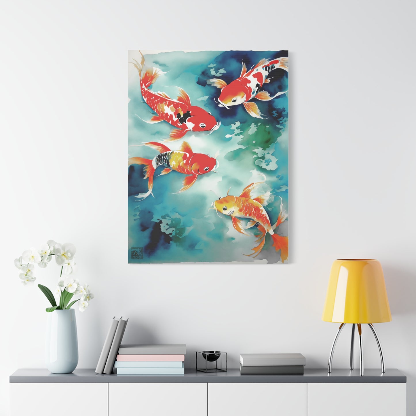 Sumi-e Art  - Koi Pond • Traditional Japanese Art on high quality Canvas