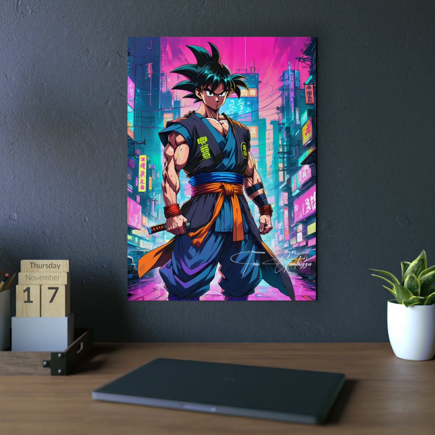 Cyberpunk Goku 🇩🇪 GER Shipping - Anime Art on Metal Poster