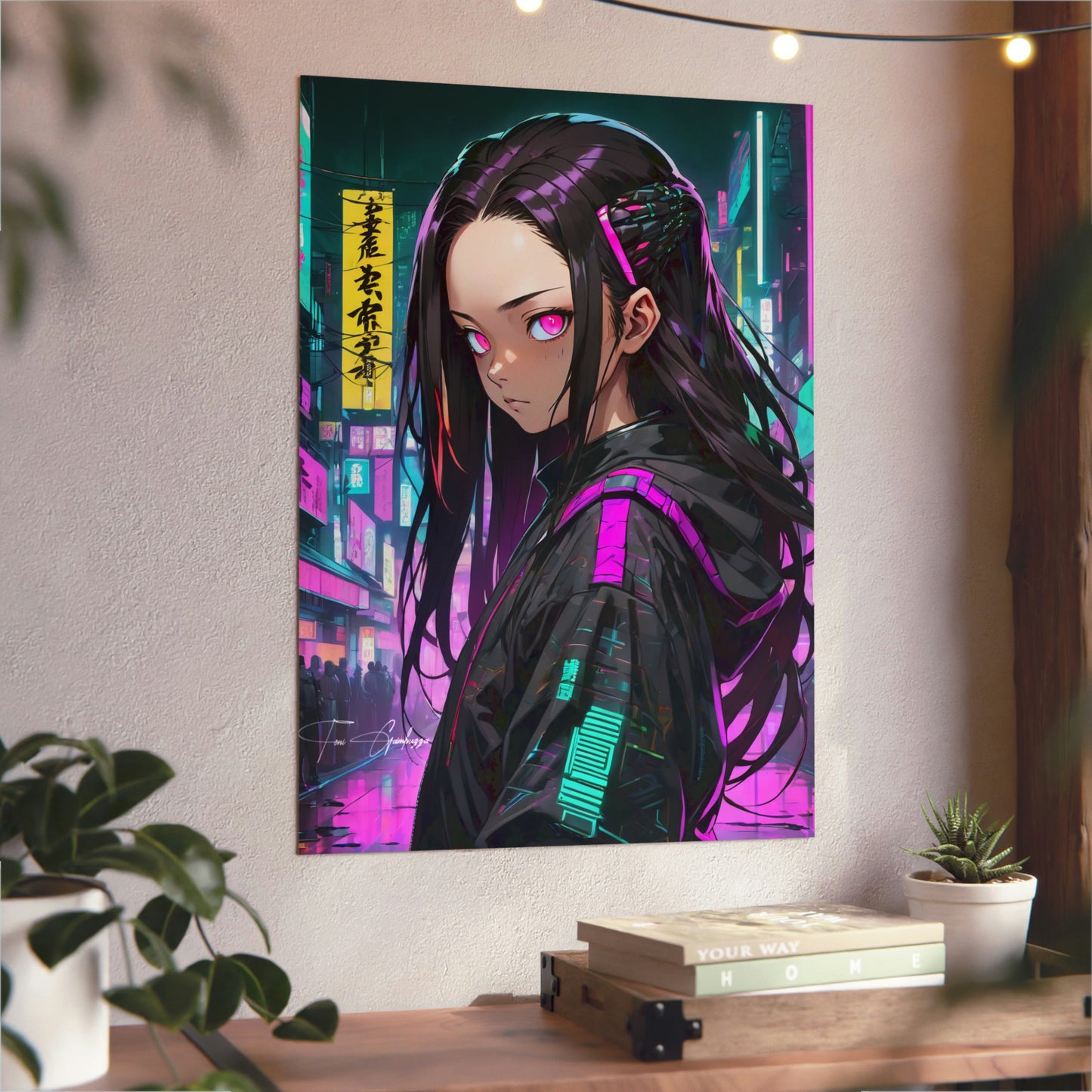 Cyberpunk Nezuko 🇩🇪 GER Shipping - Anime Art on Metal Poster