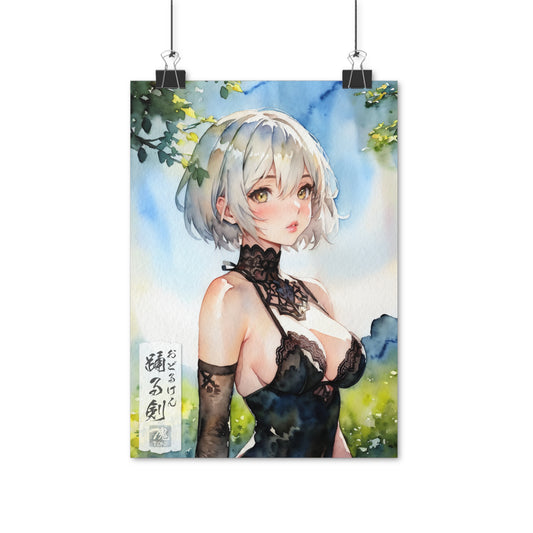 The Dancing Sword - Watercolor Anime Art on high quality poster