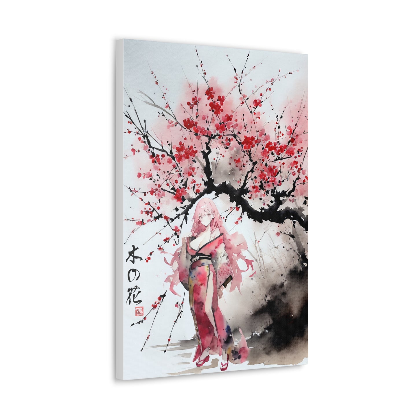 Sumi-Manga Art  - Cherry Yokai • Traditional Japanese Art on high quality Canvas